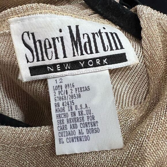 Vintage 90’s Gold Metallic Black Bottom Sleeveless Belted Jumpsuit‎ Women’s - Picture 5 of 10